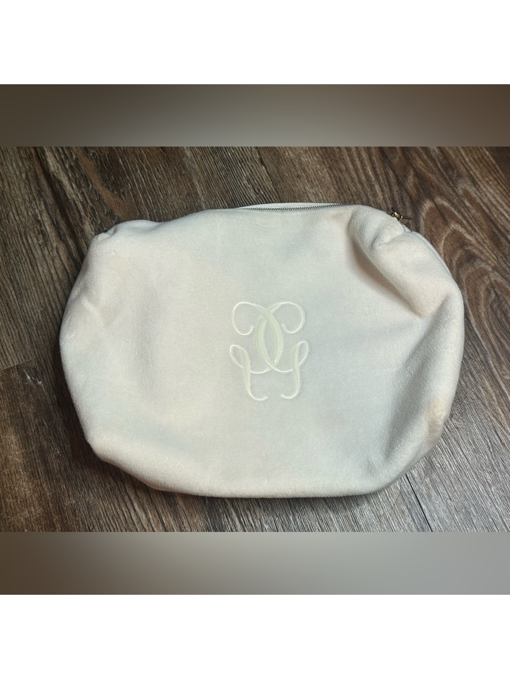 Soft Guerlain Cream Monogrammed Pouch